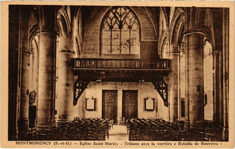 Carte postale ancienne Montmorency Eglise Saint-Martin Tribune avec la verriere à Montmorency