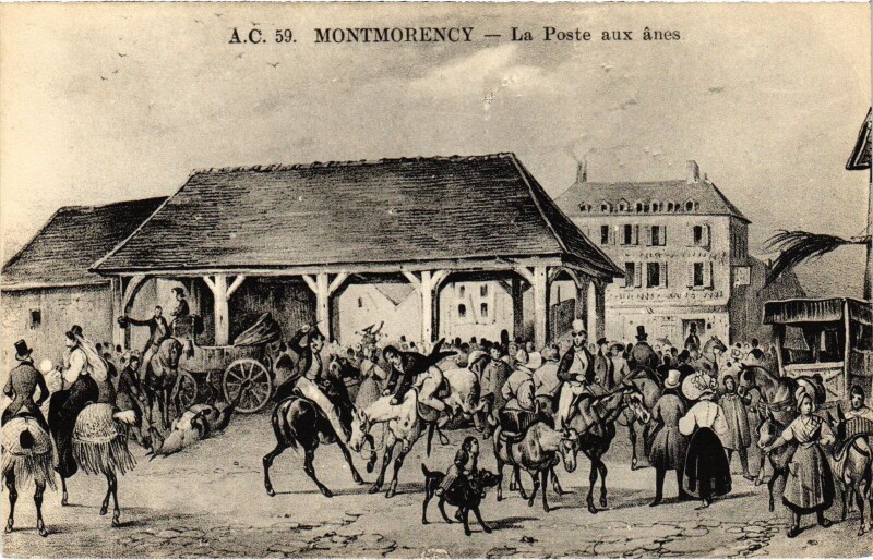 Carte postale ancienne Montmorency La Poste aux anes à Montmorency