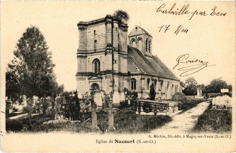 Carte postale ancienne Nucourt Eglise à Nucourt