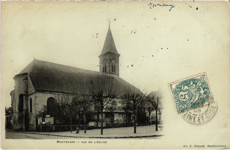 Carte postale ancienne Montmagny Vue de l'Eglise à Montmagny
