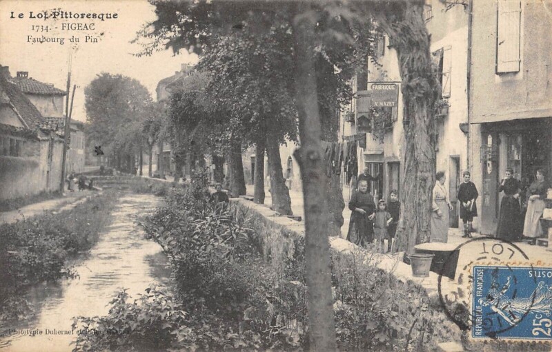 Carte postale ancienne Figeac Faubourg Du Pin à Figeac