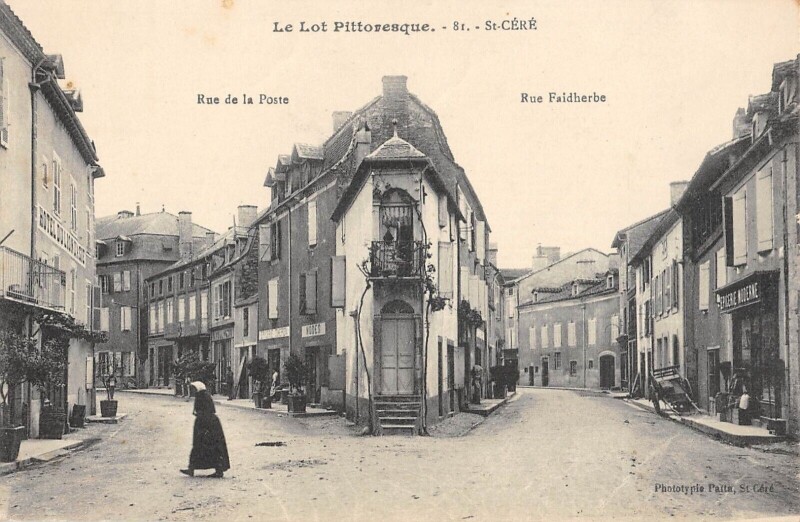 Carte postale ancienne Saint Cere Rue De La Poste Rue Faidherbe