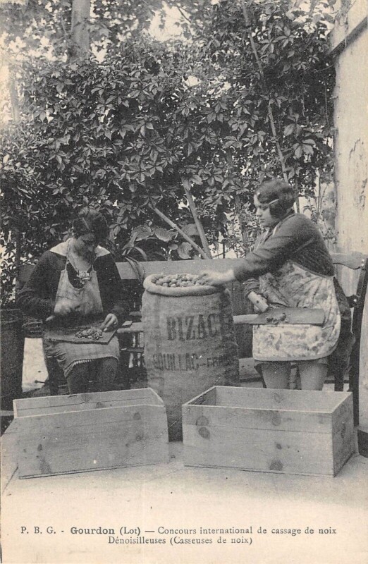 Carte postale ancienne Gourdon Championnat International De Cassage De Noix Denoisilleuses à Gourdon