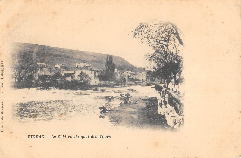 Carte postale ancienne Figeac Le Cele Vu Du Quai Des Tours à Figeac