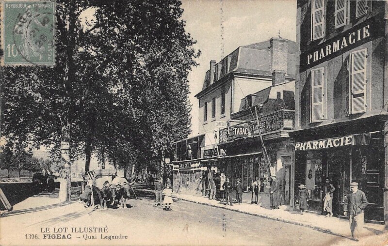Carte postale ancienne Figeac Quai Legendre à Figeac