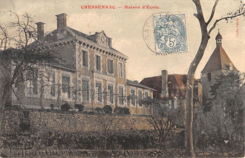 Carte postale ancienne Cressensac Maison D'Ecole