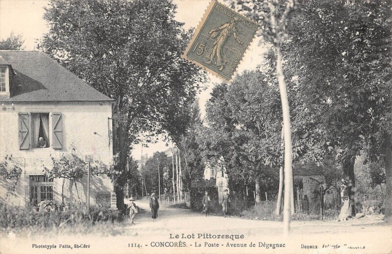 Carte postale ancienne Concores La Poste Avenue De Degagnac