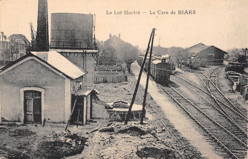 Carte postale ancienne La Gare De Biars - Train - Cpa Rare