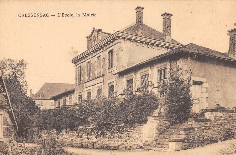 Carte postale ancienne Cressensac Ecole Mairie - Cliche Rare