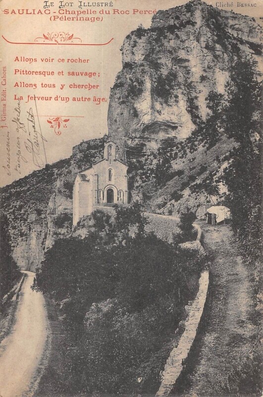 Carte postale ancienne Sauliac Chapelle Du Roc Perce