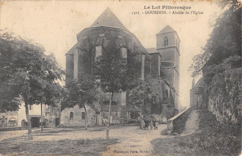 Carte postale ancienne Gourdon Abside Eglise à Gourdon