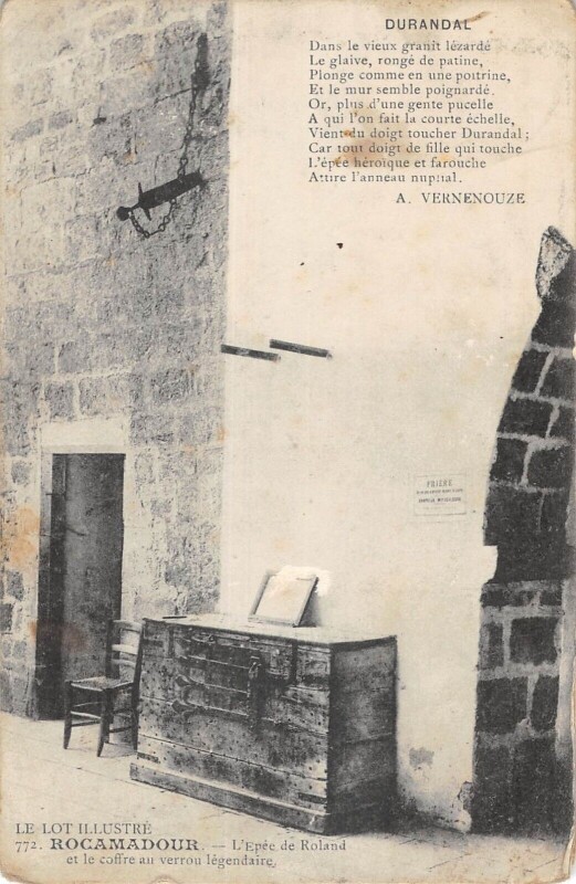 Carte postale ancienne Rocamadour Epee De Roland Et Coffre Au Verrou Legendaire à Rocamadour