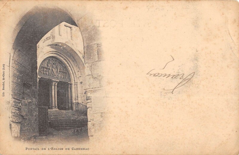 Carte postale ancienne Portail De L'Eglise De Carrenac