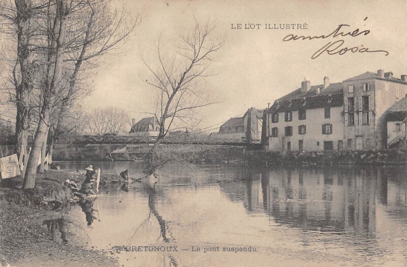 Carte postale ancienne Bretonoux Pont Suspendu