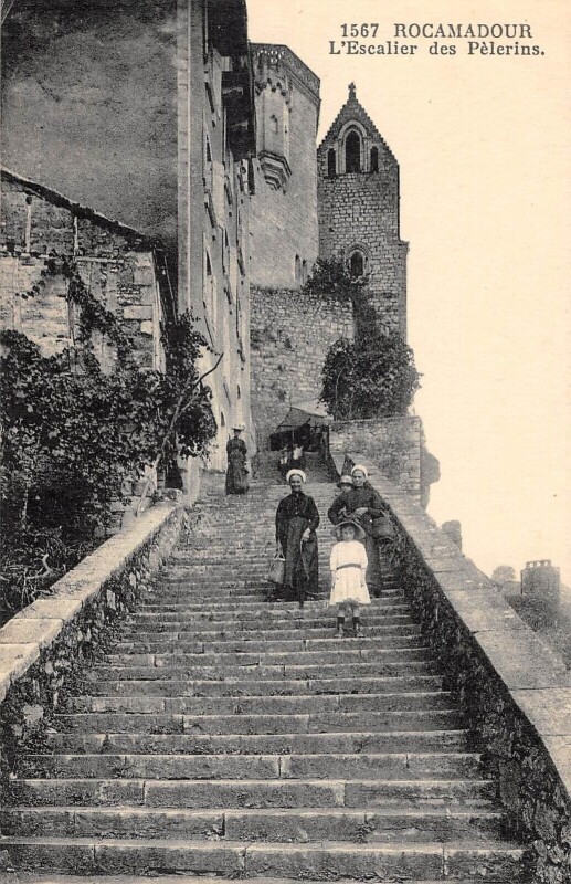 Carte postale ancienne Rocamadour Escalier Des Pelerins à Rocamadour