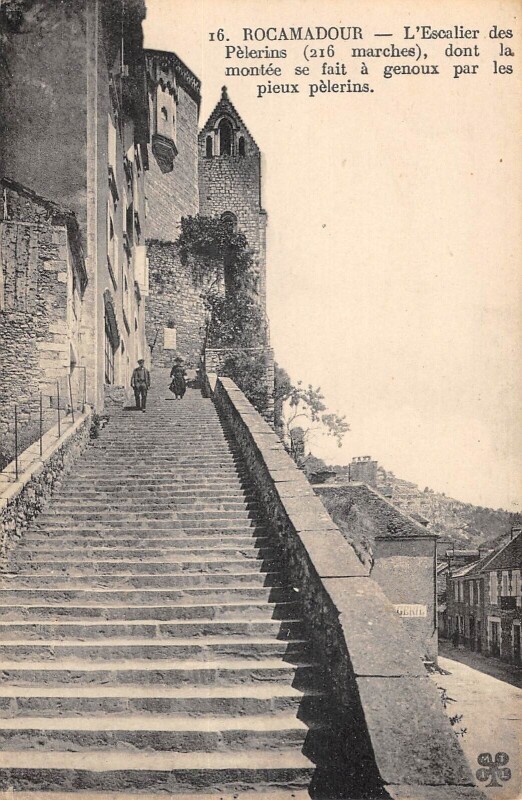 Carte postale ancienne Rocamadour Escalier Des Pelerins à Rocamadour