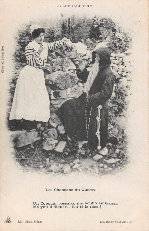 Carte postale ancienne Le Lot Illustre Les Chansons Du Quercy Un Copucin