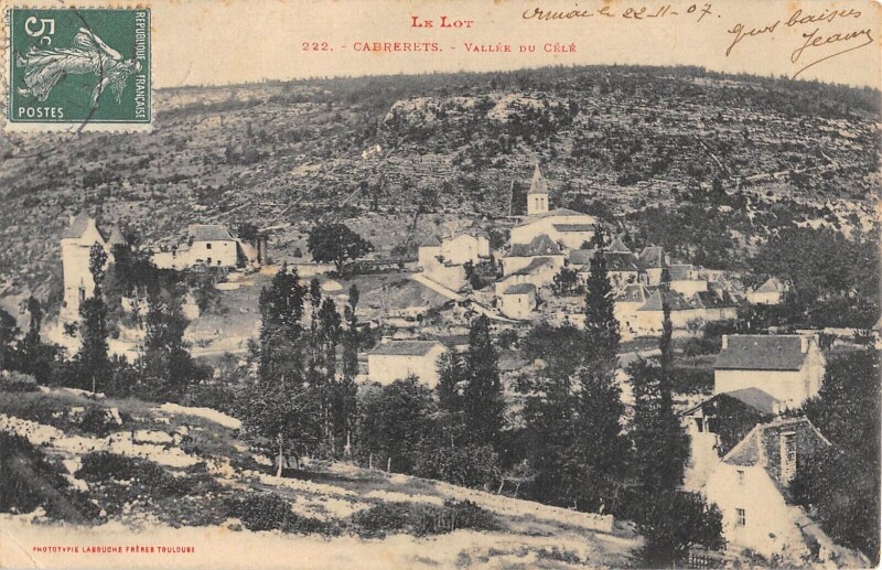 Carte postale ancienne Cabrerets Vallee Du Cele à Cabrerets