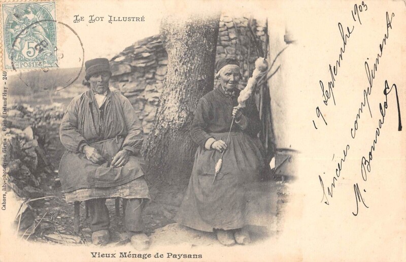 Carte postale ancienne Le Lot Illustre Vieux Menage De Paysans