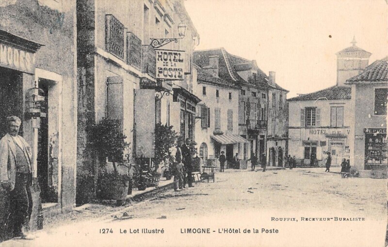 Carte postale ancienne Limogne Hotel De La Poste