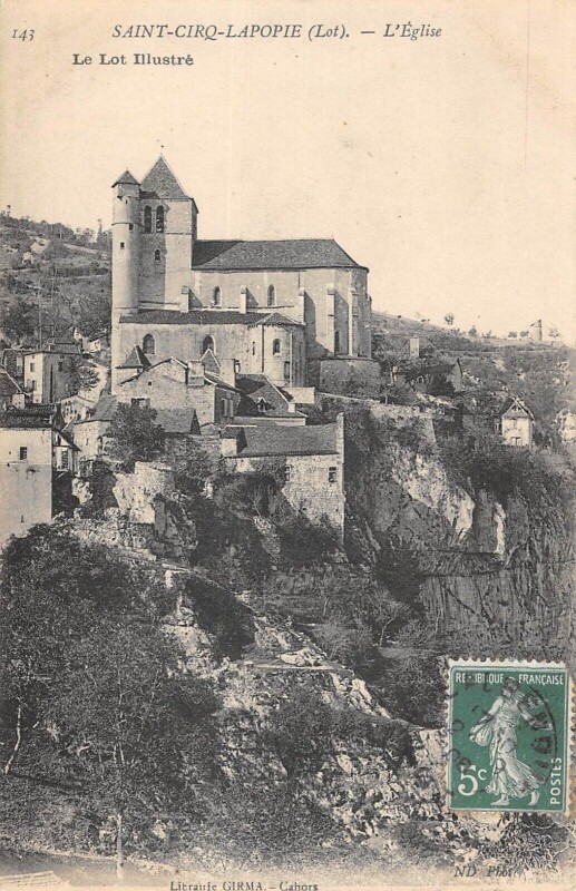 Carte postale ancienne Saint Cirq Lapopie Eglise à Saint-Cirq-Lapopie