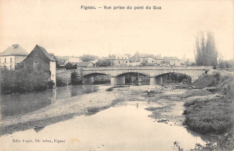 Carte postale ancienne Figeac Vue Prise Du Pont Du Gua à Figeac