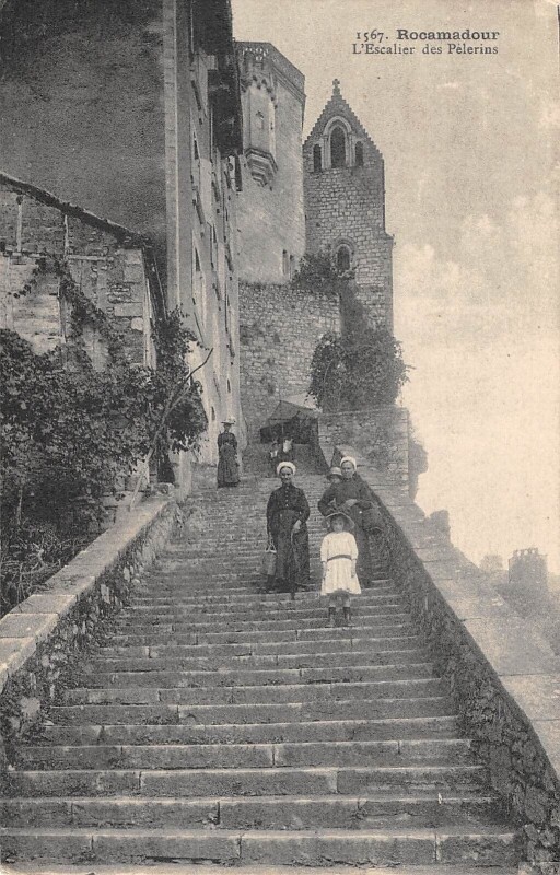 Carte postale ancienne Rocamadour Escalier Des Pelerins à Rocamadour