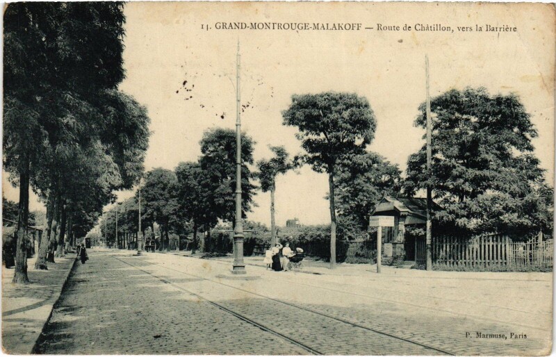 Carte postale ancienne Malakoff Route de Chatillon, vers la Barriere France à Malakoff
