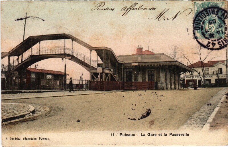 Carte postale ancienne Puteaux La Gare et la Passerelle France à Puteaux