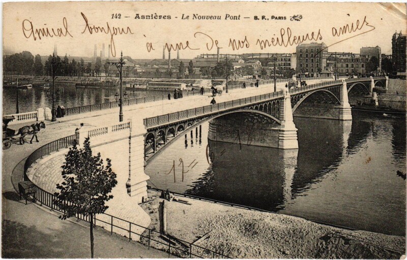 Carte postale ancienne Asnieres Le Nouveau Pont France à Clichy