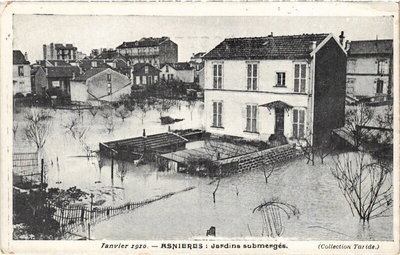 Carte postale ancienne Asnieres Jardins submerges France