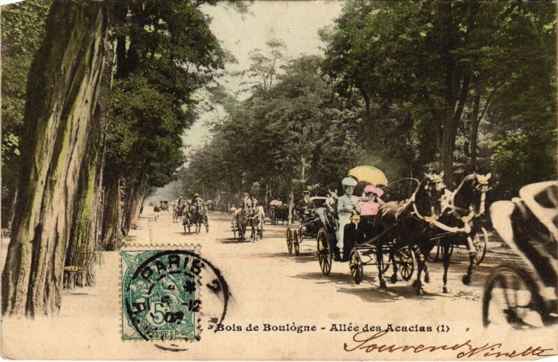 Carte postale ancienne Bois de Boulogne - Allée des Acacias à Paris 16e