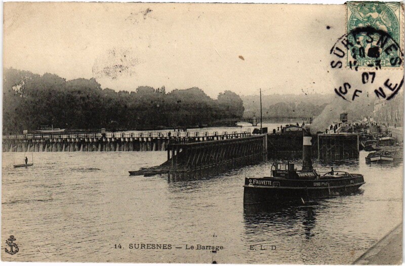 Carte postale ancienne Suresnes Le Barrage France à Suresnes