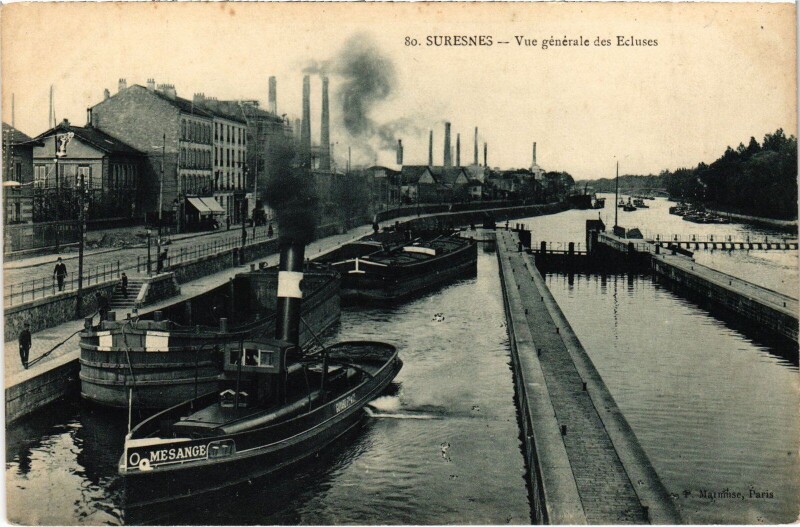 Carte postale ancienne Suresnes Vue generale des Ecluses France à Suresnes