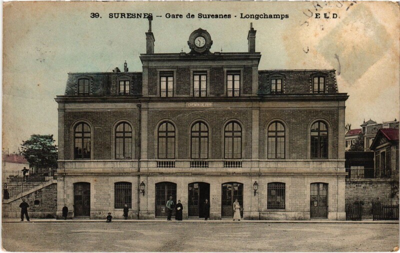 Carte postale ancienne Suresnes Gare de Suresnes, Longchamps France à Suresnes