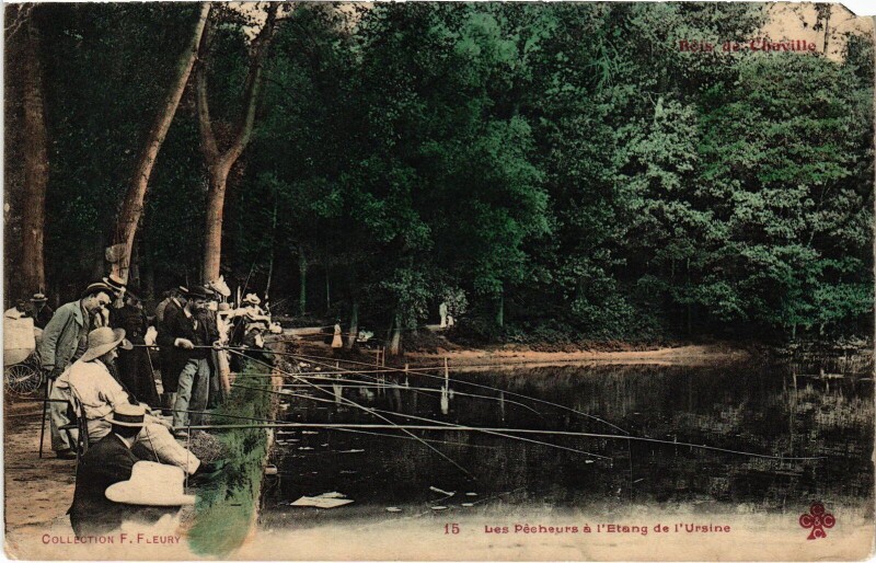 Carte postale ancienne Clamart Les Pecheurs a l'Etang de l'Ursine France à Clamart
