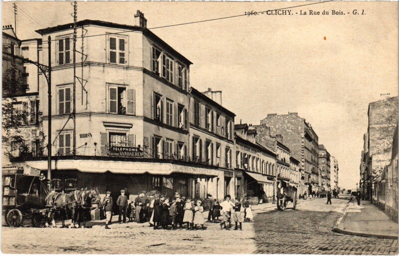 Carte postale ancienne La Rue du Bois à Clichy