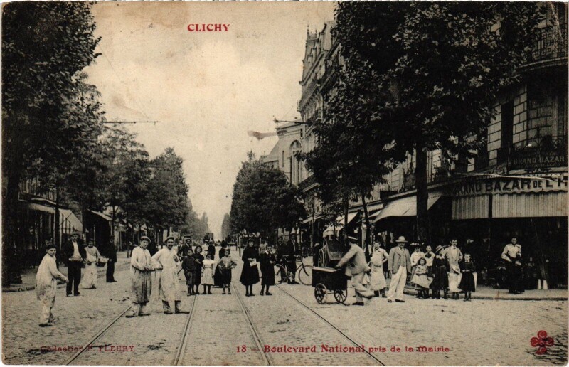 Carte postale ancienne Boulevard National pris de la Mairie à Clichy