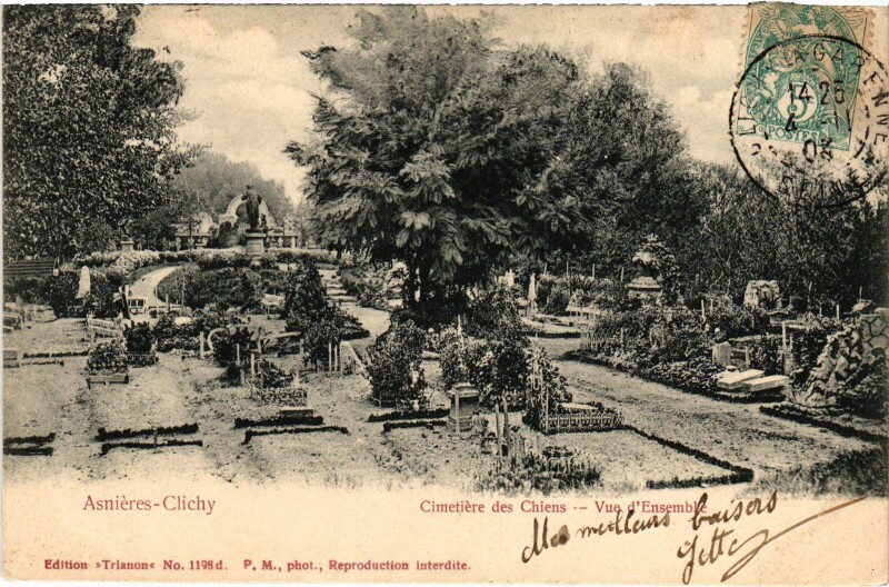 Carte postale ancienne Clichy Cimetiere des Chiens, Vue d'ensemble France à Asnières-sur-Seine