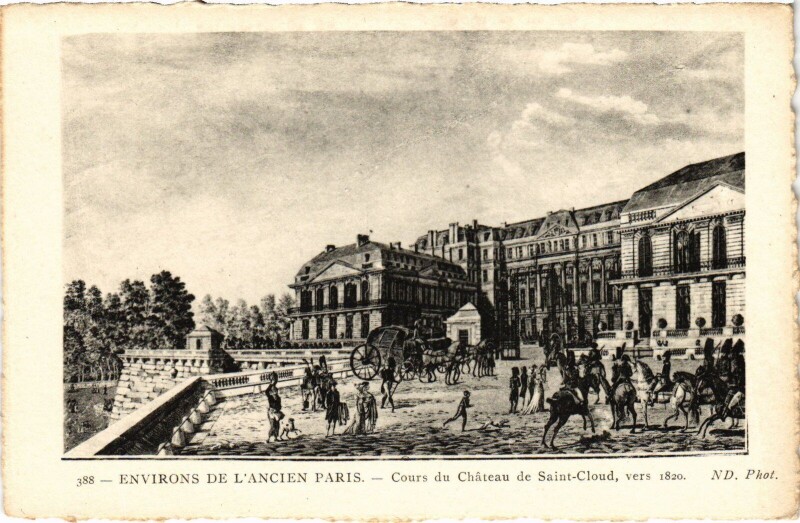Carte postale ancienne Cours du Château de Saint-Cloud, vers 1820 à Saint-Cloud