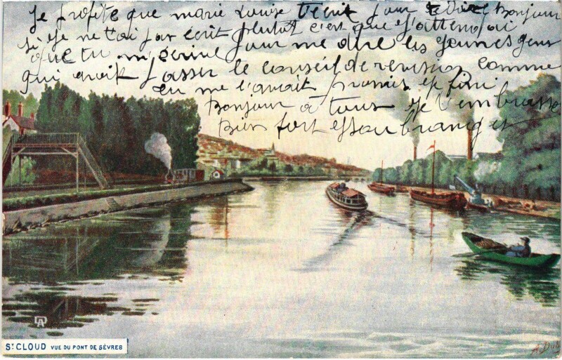 Carte postale ancienne Saint-Cloud Vue du Pont de Sevres France à Saint-Cloud