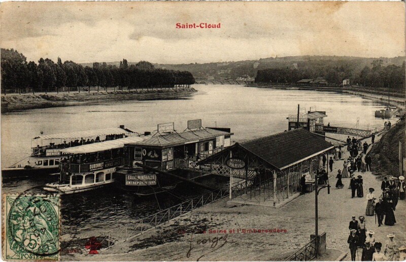Carte postale ancienne Saint-Cloud La Seine et l'Embarcadere France à Saint-Cloud