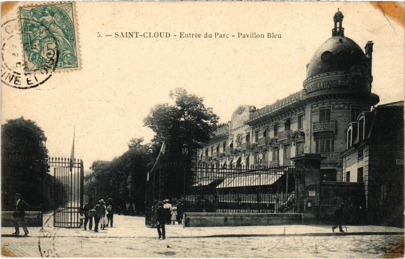 Carte postale ancienne Saint-Cloud Entree du Parc, Pavillon Bleu France à Saint-Cloud