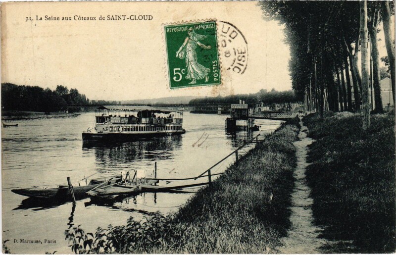 Carte postale ancienne Saint-Cloud La Seine aux Coteaux France à Saint-Cloud