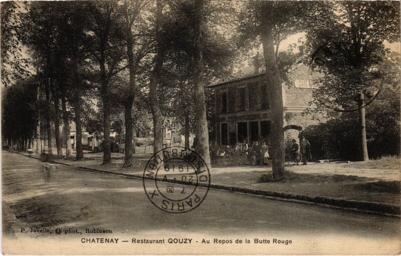 Carte postale ancienne Chatenay Restaurant Qouzy, au repos de la Butte Rouge France