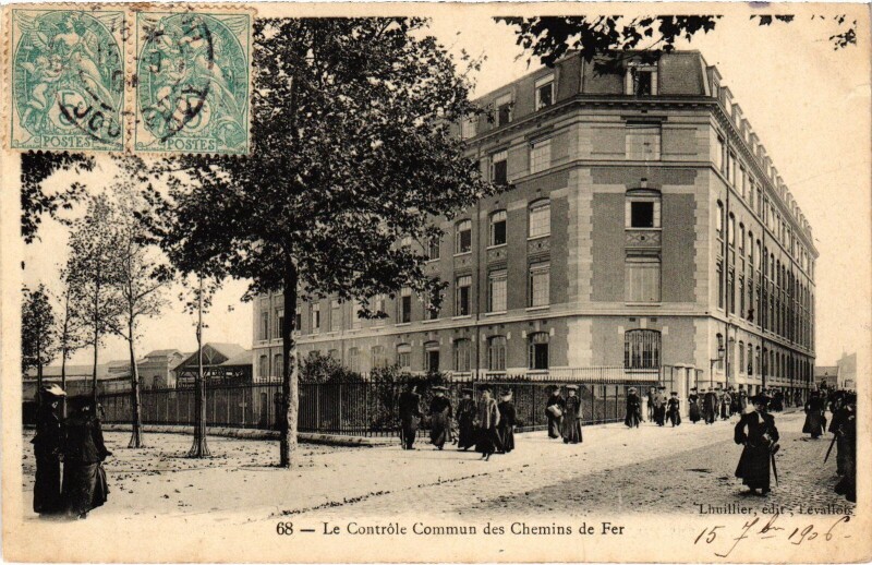 Carte postale ancienne Levallois Le Controle Commun des Chemins de Fer France