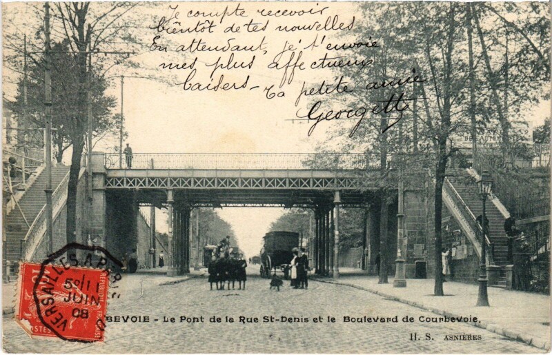 Carte postale ancienne Courbevoie Le Pont de la Rue Saint-Denis France à Courbevoie