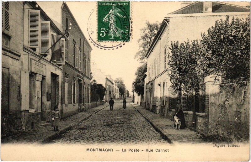 Carte postale ancienne Montmagny La Poste, Rue Carnot France à Montmagny