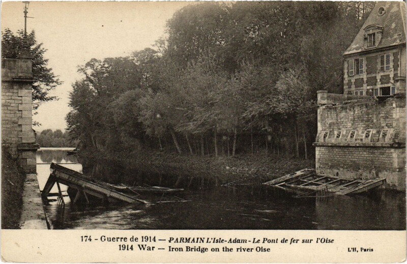 Carte postale ancienne Parmain Le Pont de fer s l'Oise France à Parmain