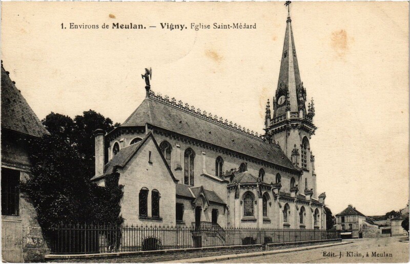 Carte postale ancienne Vigny Eglise Saint-Medard France à Vigny